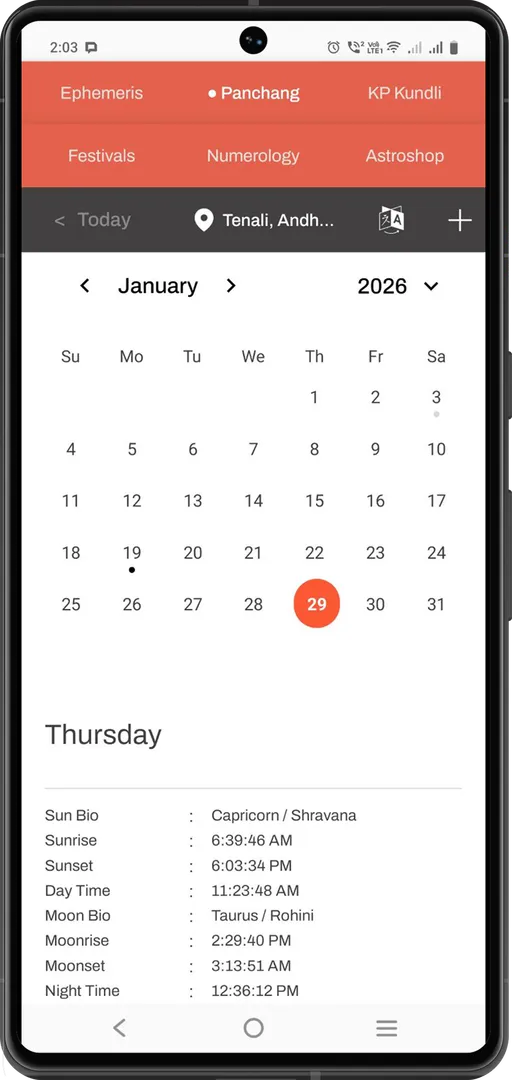Telugu Hindu Calendar